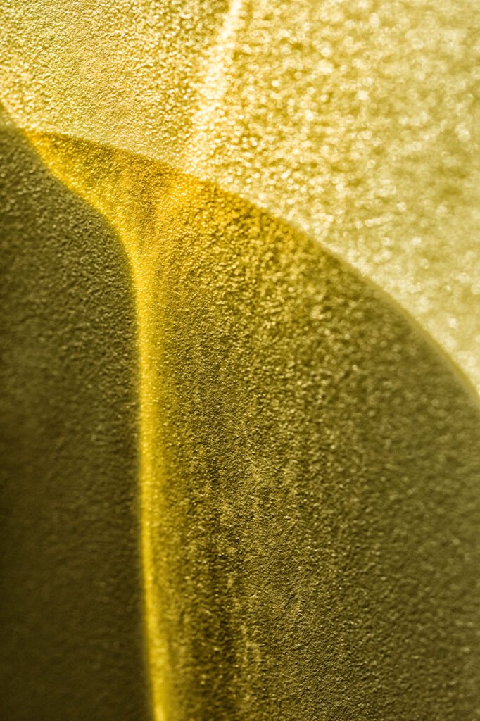 Sunlight glimmers and dances across the exterior wall of an old house in France, like a golden veil. A fleeting play of light, movement, and stillness.