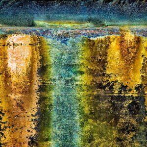 Galactic Waterfalls - Alchemical transformation with celestial scroll and patina decay, Nördlingen, Germany, 2020