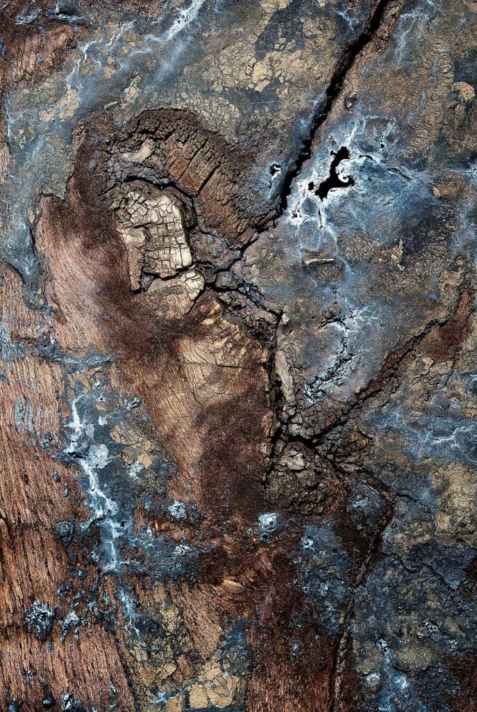 Old Soul - Alte Seele - Geschmolzener Teer auf Eisenbahnschwellen offenbart uralte Seele, Neusalza-Spremberg, Deutschland, 2021